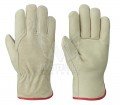 Leather Driving Gloves with Red Fleece Lining 