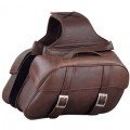 Premium Brown Leather Zip Off Motorcycle Saddle Bag JEI-7876