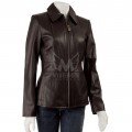 Women Soft Brown Coat Style Leather Jacket ML 7369