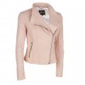 Women Pink Classic Style Biker Fashion Leather Jacket ML 5064