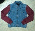 Blue Motorcycle Denim Jacket With Fleece Sleeves Aramid Fiber Lining CE Body Protectors