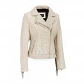 Women Short Length Biker Style Leather Fringed Jacket ML 5054