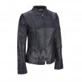 Women Navy Short Length Leather Jacket ML 5051N