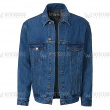 Mens Front Button Blue Fashion Denim Jacket