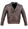 Mens Vintage Retro Brown Leather Motorcycle Jacket ML 7220