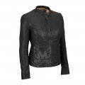 Women Black Short Length Fashion Leather Jacket ML 5053