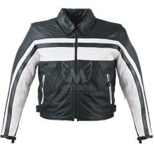 Mens Stripped Classic Leather Jacket ML 7315