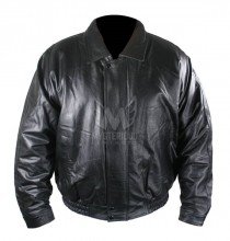 Mens Top Grain Cow Skin Black Bomber Jacket ML 7325