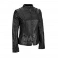 Women Black Short Length Leather Jacket ML 5051B