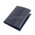 Navy Textured Trifold Leather Wallet