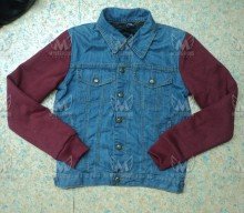 Blue Motorcycle Denim Jacket With Fleece Sleeves Aramid Fiber Lining CE Body Protectors