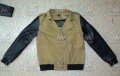 Khaki Twill Zean Motorcycle Jacket With Leather Sleeves Aramid Fiber Lining
