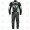 Mens Two Piece Black and Silver Leather Motorcycle Suit ML 7079S