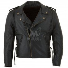 Mens Vented Classic Leather Motorcycle Jacket ML 7216