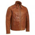 Mens Padded Sleeves Distressed Brown Leather Jacket ML 5020