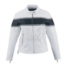 Women Stripped Scooter Jacket ML 7388 - White/Black