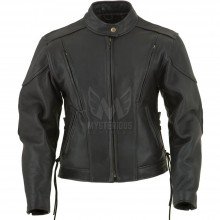 Ladies Vented Classic Leather Motorcycle Jacket ML 7244