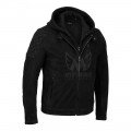 Mens Hooded Suede Black Leather Jacket ML 5010