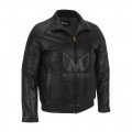 Mens Black Leather Bomber Jacket ML 5006