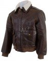 Mens Distressed Brown Leather Bomber Jacket ML 7309