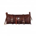 Premium Brown Leather Motorcycle Tool Bag with Metal Concho ML-7921