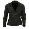 Ladies Classic Full Fitted Leather Motorcycle Jacket ML-7241